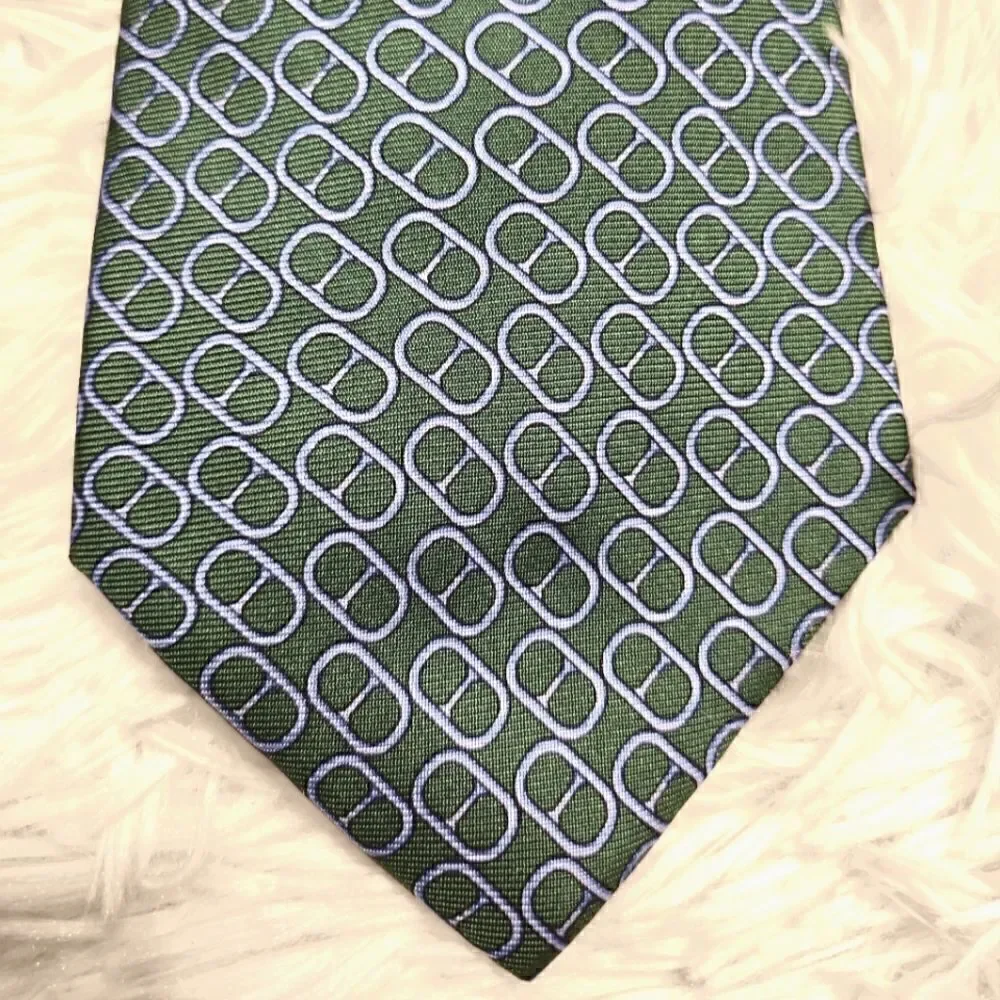 Brooks Brothers Makers Geometric Silk Tie Green Blue Mens New
